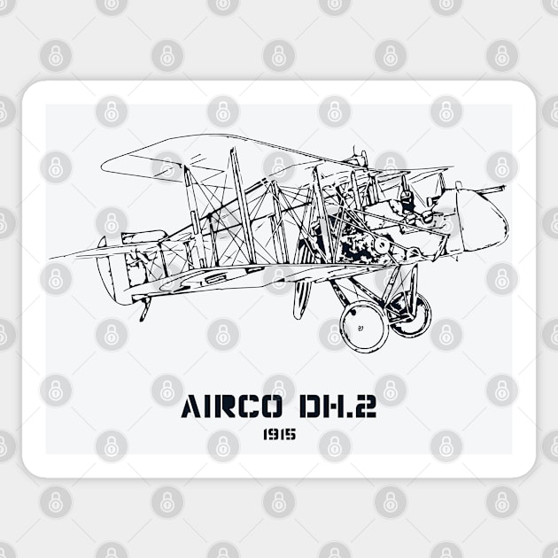 Airco DH.2 World War I Pusher Biplane Sticker by Lakeric